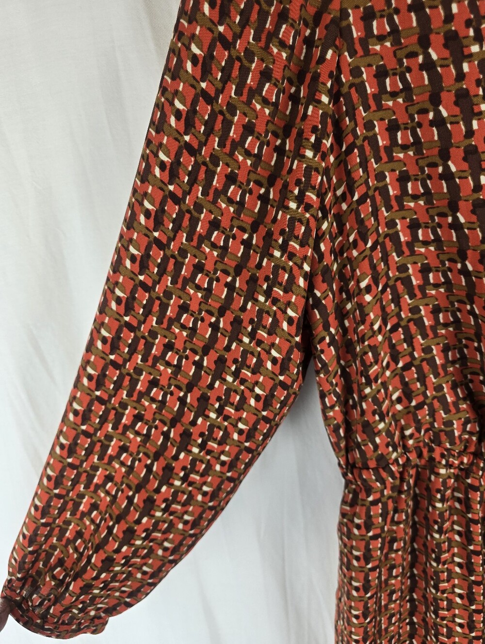 Lands End Orange Multi-Color Long Sleeve Wrap Dress Sz 16W - Picture 5 of 10